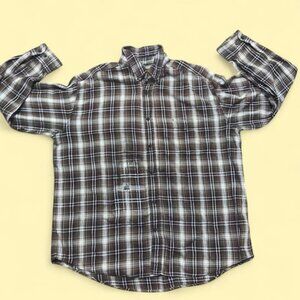 St. John's Bay Men's Casual Brown Plaid Shirt